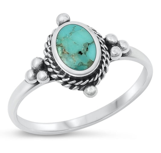 Bali - Oval Turquoise .925 Silver Ring