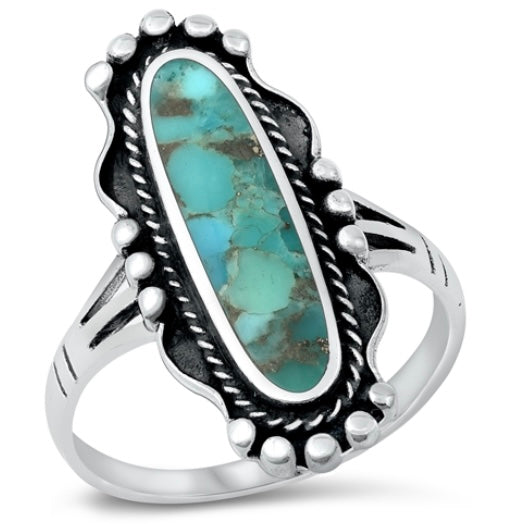 Bali Style - Large Turquoise .925 Sterling Silver Ring