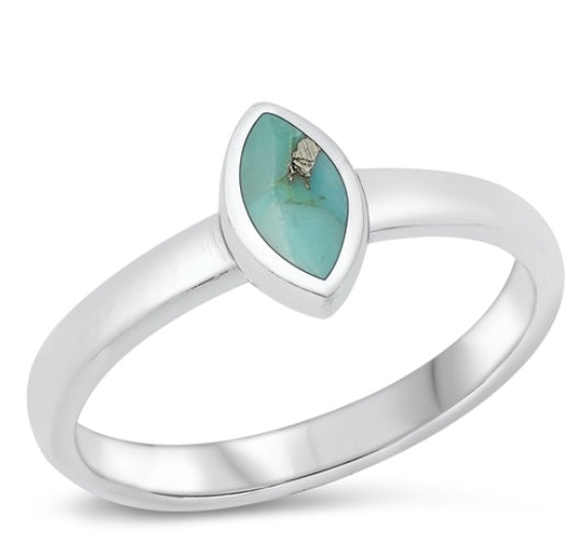 Classic Diamond Turquoise .925 Sterling Silver Ring