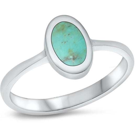Classic-Skinny Band Oval Turquoise .925 Sterling Silver Ring