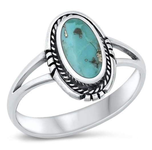 Classic - Large Oval Shadow Box Turquoise .925 Sterling Silver Ring